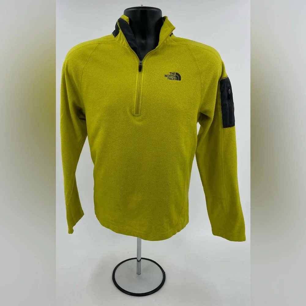 The North Face Mens 1/4 Zip Fleece Yellow Green Flash Dry Size M (Tagged L) A3ZX